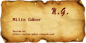 Milis Gábor névjegykártya